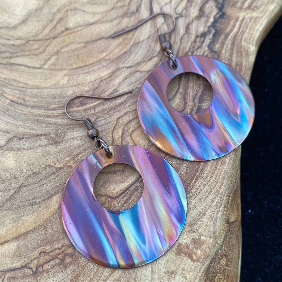 Fire Painted Copper Earrings