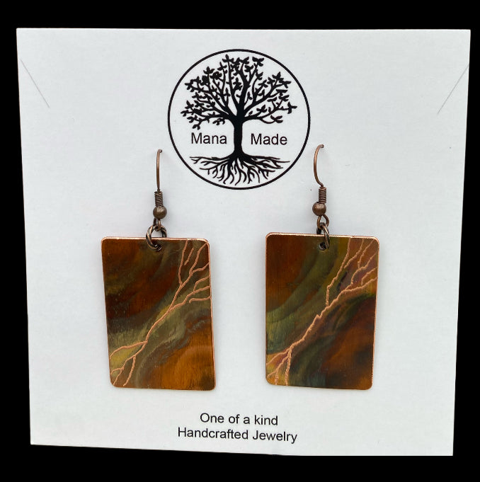 Fire Painted Copper Earrings