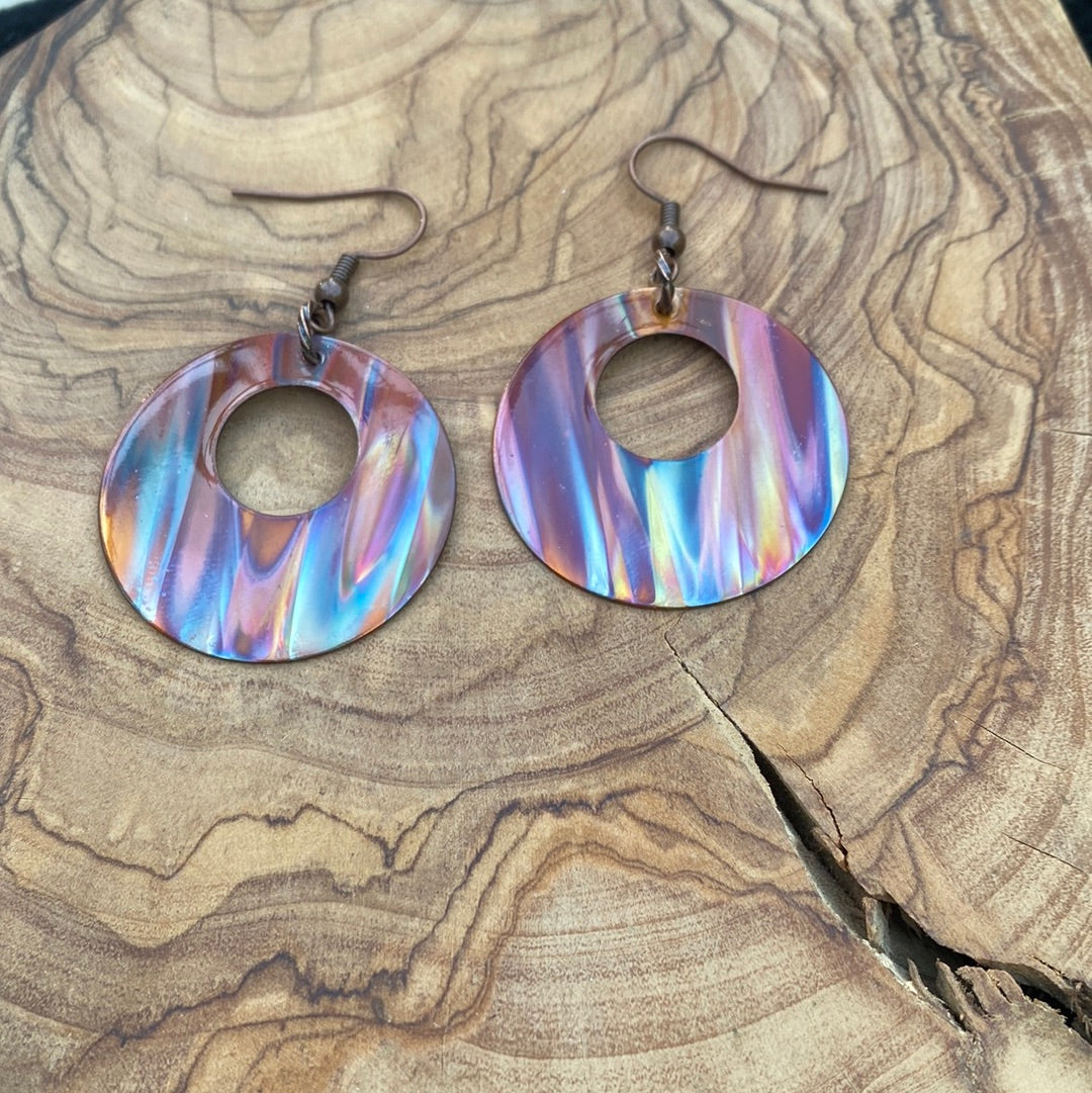Fire Painted Copper Earrings